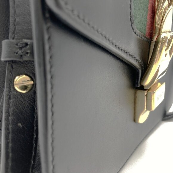 GUCCI Black Leather Sylvie Shoulder Bag - Picture 3 of 11